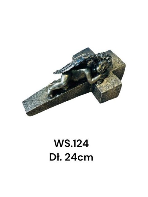 Krzyż figura ze śpiącym aniołem szary13x22,5x10,5cm szary Krzyż figura ze śpiącym aniołem szary13x22,5x10,5cm szary