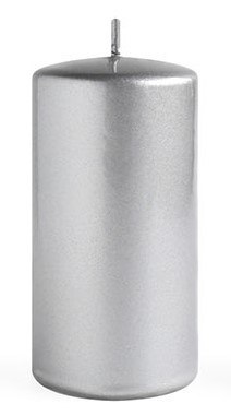 Świeca OPAL MET POŁYSK Walec średni 7xh14cm parafinowa srebrna
