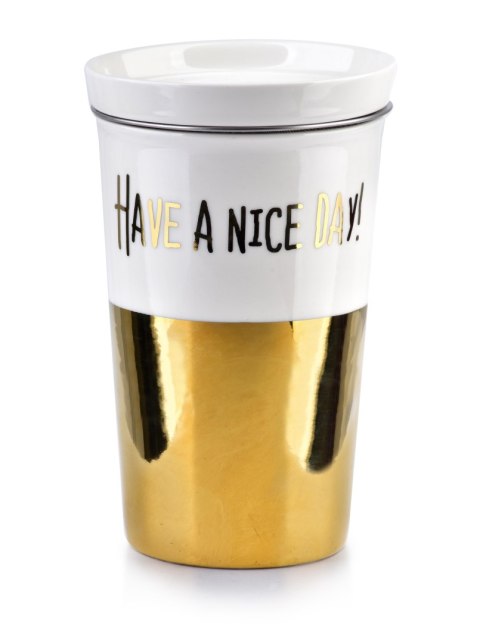 GOLD CHIC Kubek z pokrywką 410ml +zaparzacz GOLD CHIC Kubek z pokrywką 410ml +zaparzacz