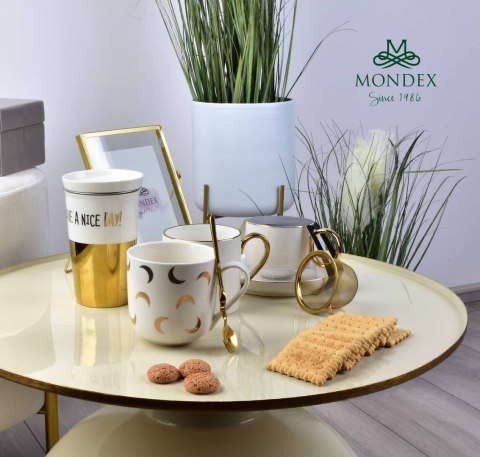 GOLD CHIC Kubek z pokrywką 410ml +zaparzacz GOLD CHIC Kubek z pokrywką 410ml +zaparzacz
