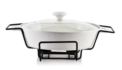 MODERN KITCHEN Naczynie z podgrzewaczem1,6L 33,2x22xh6,6cm gładkie białe MODERN KITCHEN Naczynie z podgrzewaczem1,6L 33,2x22xh6,6cm gładkie białe