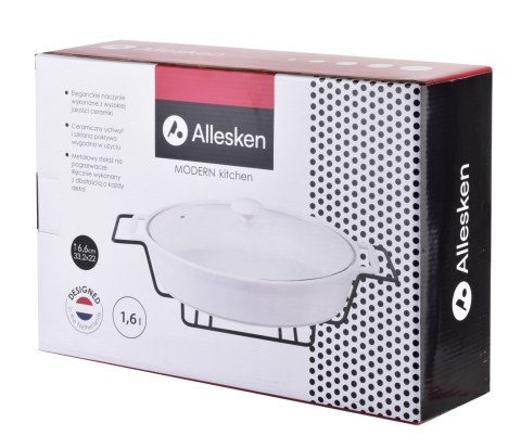 MODERN KITCHEN Naczynie z podgrzewaczem1,6L 33,2x22xh6,6cm gładkie białe MODERN KITCHEN Naczynie z podgrzewaczem1,6L 33,2x22xh6,6cm gładkie białe