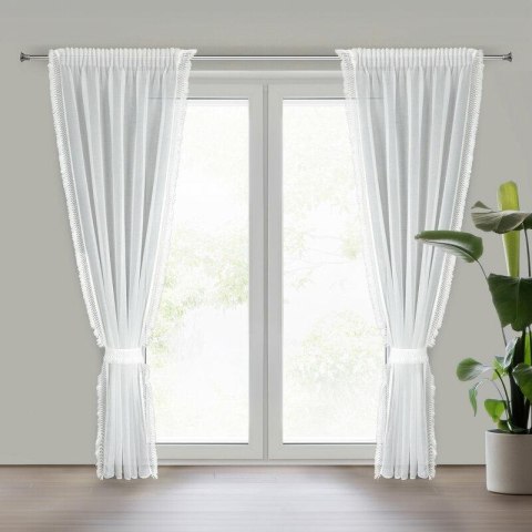 Firana gotowa Kira 2 140x270 biała na taśmie + troczek Eurofirany