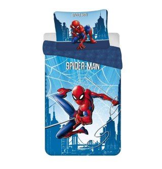 Pościel bawełniana 140x200 Spider-man niebieska poszewka 60x80 JF24