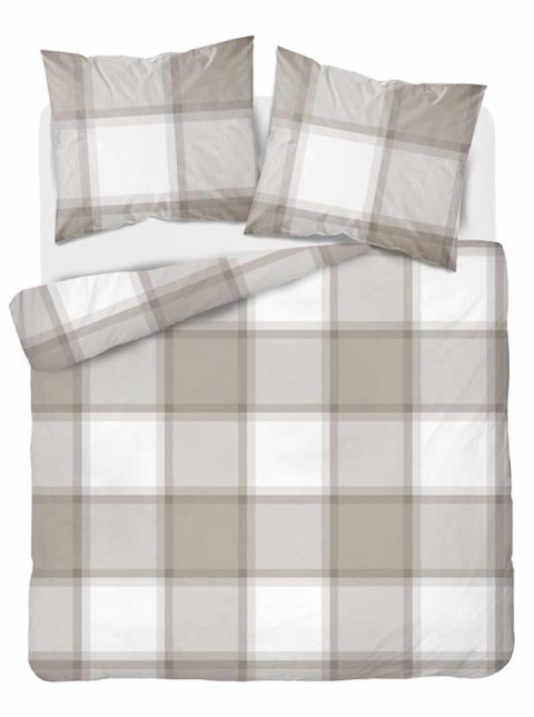 Pościel bawełniana 220x200 jasno brązowa krata 4573 B Bawełna 16