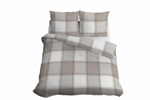 Pościel bawełniana 220x200 jasno brązowa krata 4573 B Bawełna 16