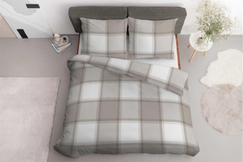 Pościel bawełniana 220x200 jasno brązowa krata 4573 B Bawełna 16