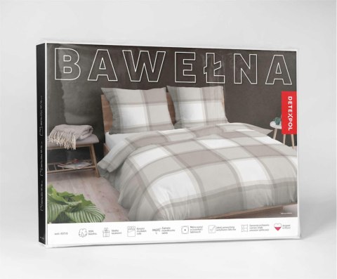 Pościel bawełniana 220x200 jasno brązowa krata 4573 B Bawełna 16