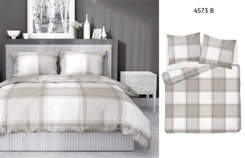 Pościel bawełniana 220x200 jasno brązowa krata 4573 B Bawełna 16