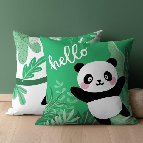 Poszewka bawełniana 40x40 Miś panda hello zielona dwustronna PSBA 26 A Mayamoo 26 Poszewka bawełniana 40x40 Miś panda hello zielona dwustronna PSBA 26 A Mayamoo 26