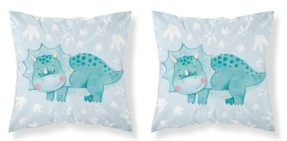 Poszewka bawełniana 40x40 Triceratops niebieski dinozaur niebieska dwustronna PSBA 27 B Mayamoo 26