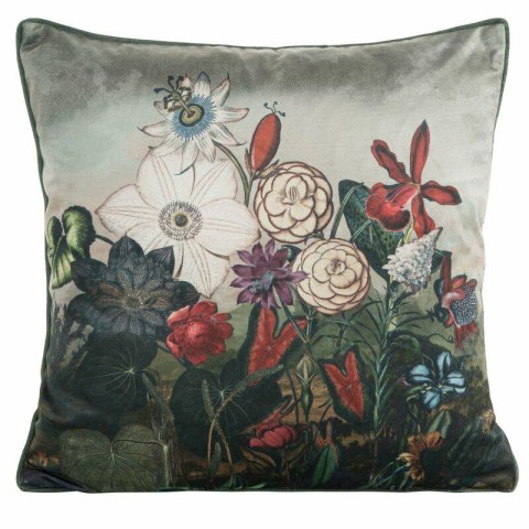 Poszewka dekoracyjna 45x45 Velvet 106 zielona czerwona ze wzorem kwiatowym welurowa Eurofirany Poszewka dekoracyjna 45x45 Velvet 106 zielona czerwona ze wzorem kwiatowym welurowa Eurofirany