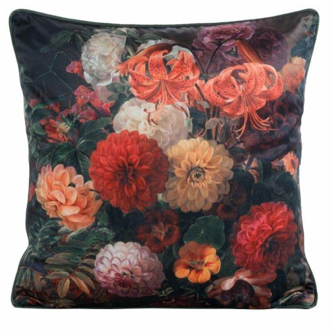 Poszewka dekoracyjna 45x45 Velvet 110 zielona pomarańczowa ze wzorem kwiatowym welurowa Eurofirany Poszewka dekoracyjna 45x45 Velvet 110 zielona pomarańczowa ze wzorem kwiatowym welurowa Eurofirany