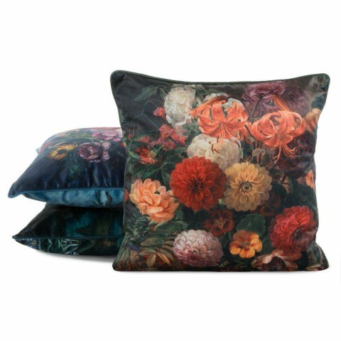Poszewka dekoracyjna 45x45 Velvet 110 zielona pomarańczowa ze wzorem kwiatowym welurowa Eurofirany Poszewka dekoracyjna 45x45 Velvet 110 zielona pomarańczowa ze wzorem kwiatowym welurowa Eurofirany