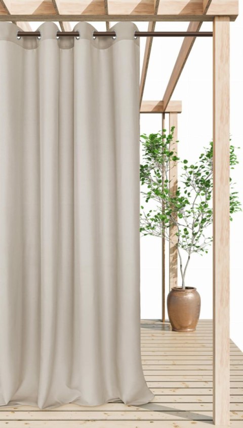 Zasłona ogrodowa 140x250 Gaia taupe beżowa gotowa na przelotkach I24 Zasłona ogrodowa 140x250 Gaia taupe beżowa gotowa na przelotkach I24