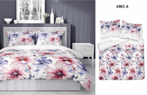 Pościel bawełniana 140x200 biała kolorowa kwiaty z jedną poszewką 4965A Bawełna 84 Pościel bawełniana 140x200 biała kolorowa kwiaty z jedną poszewką 4965A Bawełna 84
