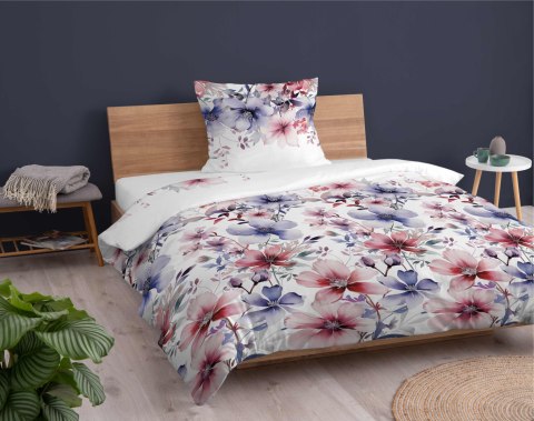 Pościel bawełniana 140x200 biała kolorowa kwiaty z jedną poszewką 4965A Bawełna 84 Pościel bawełniana 140x200 biała kolorowa kwiaty z jedną poszewką 4965A Bawełna 84