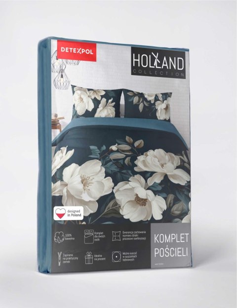 Pościel bawełniana 160x200 5119A granatowa beżowa kwiaty liście Holland Home 33 Pościel bawełniana 160x200 5119A granatowa beżowa kwiaty liście Holland Home 33