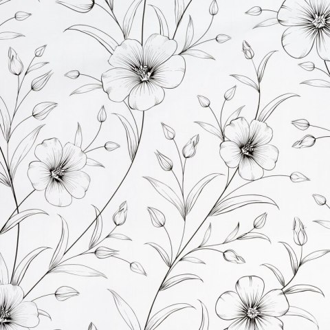 Pościel satynowa 140x200 Spring 33 biała czarna kwiaty NEW24