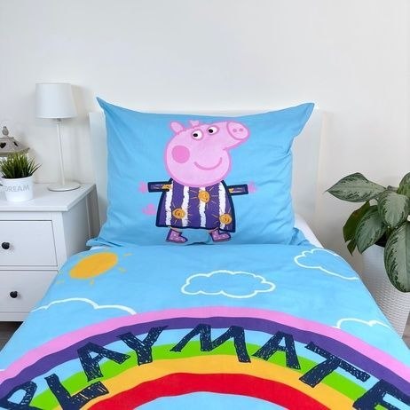 Pościel świecąca w ciemności 140x200 Świnka Peppa niebieska poszewka 70x90 JF24 Pościel świecąca w ciemności 140x200 Świnka Peppa niebieska poszewka 70x90 JF24