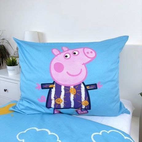 Pościel świecąca w ciemności 140x200 Świnka Peppa niebieska poszewka 70x90 JF24 Pościel świecąca w ciemności 140x200 Świnka Peppa niebieska poszewka 70x90 JF24