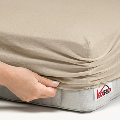 Prześcieradło jersey z gumką 80x200 beżowe cappuccino 076 grube 150g/m2 KARO Prześcieradło jersey z gumką 80x200 beżowe cappuccino 076 grube 150g/m2 KARO