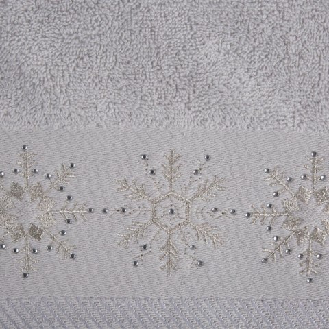 Ręcznik Joy 3 70x140 srebrny gwiazdki świąteczny 480 g/m2 Eurofirany