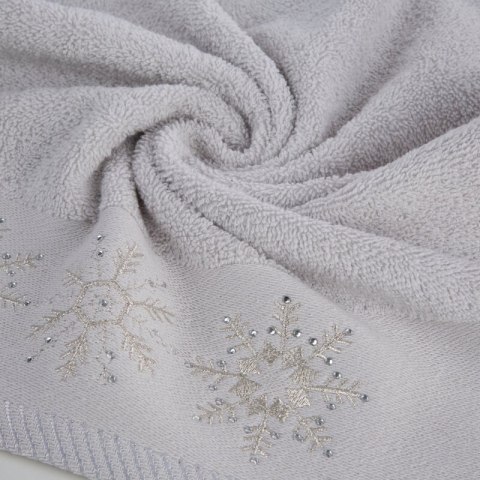 Ręcznik Joy 3 70x140 srebrny gwiazdki świąteczny 480 g/m2 Eurofirany