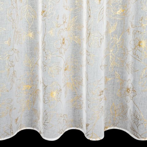 Firana 140x250 Belle biała złota gotowa na przelotkach Eurofirany