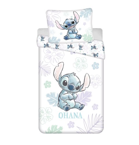 Pościel bawełniana 140x200 Lilo I Stitch Ohana biała niebieska poszewka 70x90 Jf24 Pościel bawełniana 140x200 Lilo I Stitch Ohana biała niebieska poszewka 70x90 Jf24