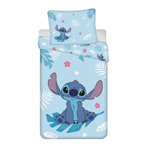 Pościel bawełniana 140x200 Lilo i Stitch niebieska poszewka 70x90 JF24