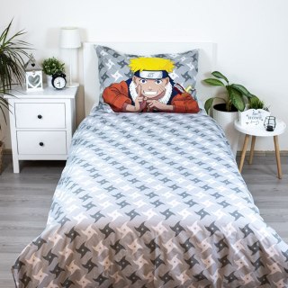 Pościel bawełniana 140x200 Naruto 2 szara kolorowa poszewka 70x90 JF24