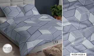 Pościel satynowa 160x200 szara geometria zapinana na suwak 4428 A KARO Satin