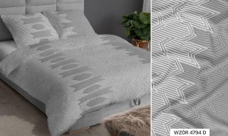 Pościel satynowa 160x200 szara geometria zapinana na suwak 4794 D KARO Satin