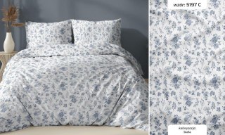 Poszewka bawełniana 40x40 biała niebieska kwiatki zapinana na suwak 5197 C KARO Bawełna Max