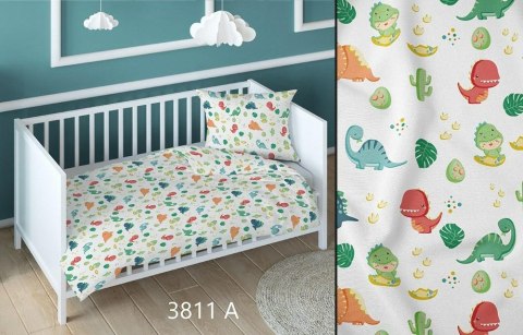 Poszewka bawełniana 40x40 dinozaury biała kolorowa dziecięca zapinana na suwak 3811 A KARO Kraina Snów Poszewka bawełniana 40x40 dinozaury biała kolorowa dziecięca zapinana na suwak 3811 A KARO Kraina Snów
