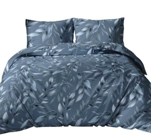 Poszewka bawełniana 40x40 granatowa liście zapinana na suwak 5048 C KARO Bawełna Max Poszewka bawełniana 40x40 granatowa liście zapinana na suwak 5048 C KARO Bawełna Max