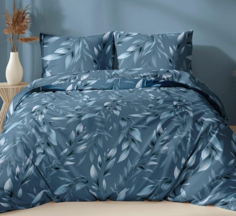 Poszewka bawełniana 40x40 granatowa liście zapinana na suwak 5048 C KARO Bawełna Max Poszewka bawełniana 40x40 granatowa liście zapinana na suwak 5048 C KARO Bawełna Max