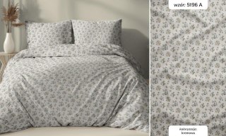 Poszewka bawełniana 40x40 kremowa kwiatki zapinana na suwak 5196 A KARO Bawełna Max