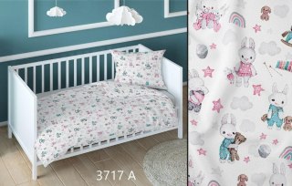 Poszewka bawełniana 40x40 króliki biała różowa dziecięca zapinana na suwak 3717 A KARO Kraina Snów