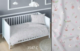 Poszewka bawełniana 40x40 króliki szara różowa dziecięca zapinana na suwak 3547 C KARO Kraina Snów