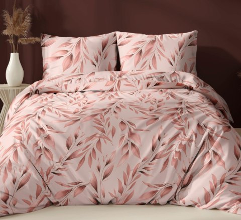Poszewka bawełniana 40x40 morelowa liście zapinana na suwak 5048 A KARO Bawełna Max Poszewka bawełniana 40x40 morelowa liście zapinana na suwak 5048 A KARO Bawełna Max