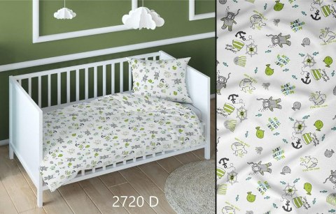 Poszewka bawełniana 40x40 morska biała zielona dziecięca zapinana na suwak 2720 D KARO Kraina Snów
