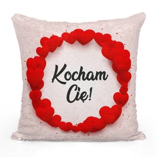 Poszewka dekoracyjna 40x40 Love cekiny Kocham Cię czerwona Walentynki 2025