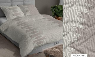 Poszewka satynowa 40x40 beżowa geometria zapinana na suwak 4794 C KARO Satin