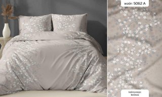 Poszewka satynowa 40x40 beżowa kwiatuszki zapinana na suwak 5062 A KARO Satin