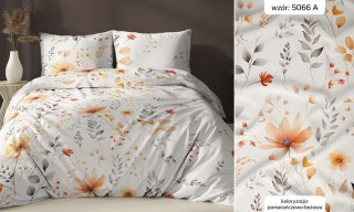 Poszewka satynowa 40x40 biała beżowa liście zapinana na suwak 5066 A - Karo Satin 160