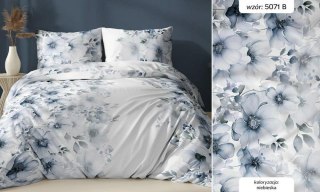 Poszewka satynowa 40x40 biała niebieska kwiaty zapinana na suwak 5071 B - Karo Satin 160