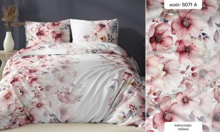 Poszewka satynowa 40x40 biała różowa kwiaty zapinana na suwak 5071 A - Karo Satin 160