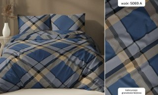 Poszewka satynowa 40x40 granatowa beżowa kratka zapinana na suwak 5069 A - Karo Satin 160